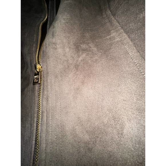 Marc New‎ York Brown Faux Suede Jacket Gold Zip Front Size L - Picture 5 of 6